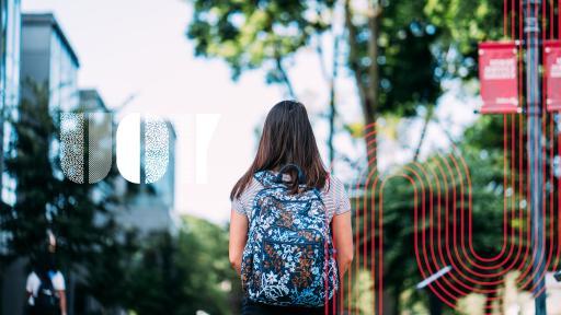 student walking on campus