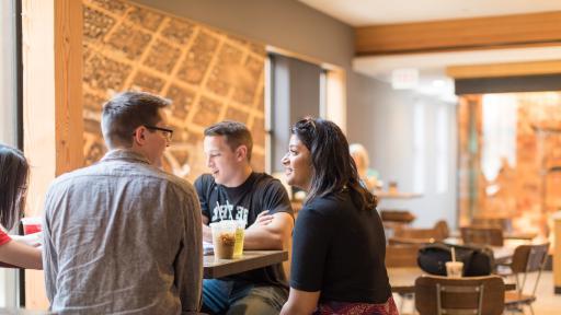 students at coffee shop