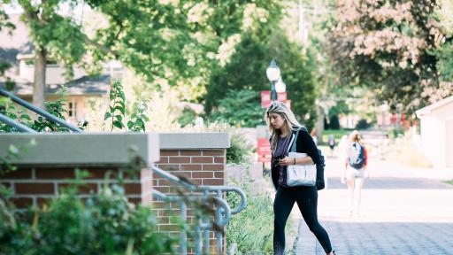 student walking into the wentz science center