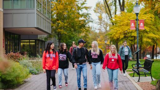 Students walking on campus